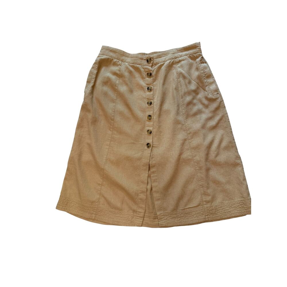Universal Thread Tan Linen Midi Skirt | Button Front | Pockets | Size XL - Picture 2 of 6